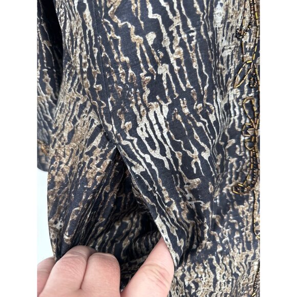Chicos Beaded Jacket Black & Gold Animal Print Size 2 US L - Picture 5 of 10